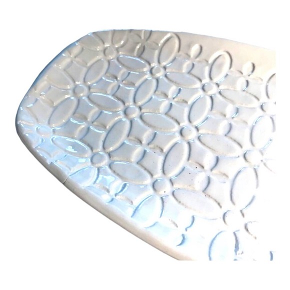 White Rectangular Serving Plate, Jewelry Dish,Candle Charger From MY CLAY STUDIO - Picture 4 of 7